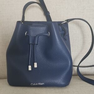 Calvin Klein Deep Blue Drawstring Shoulder Bag